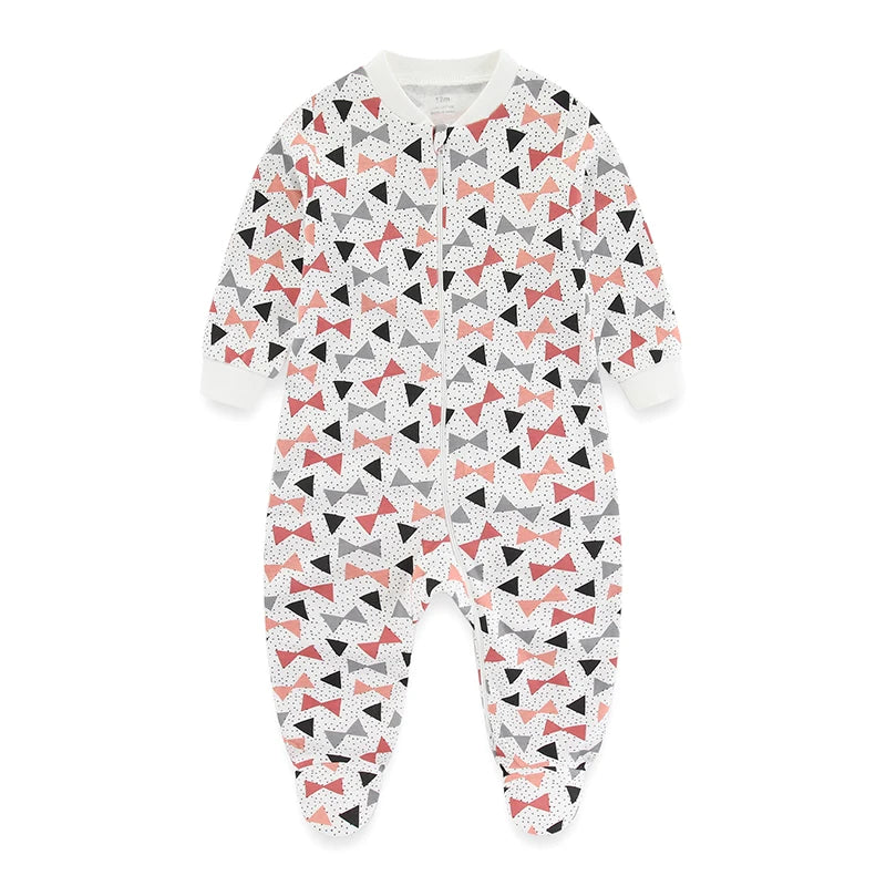 Kiddiezoom 0-12Months Cartoon 1/2 Pieces Long Sleeve Zipper Baby Boys Girl Romper 100%Cotton Soft newborn Jumpsuits