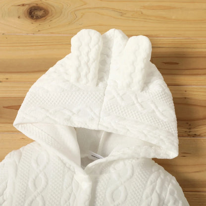 0-18 Month Newborn Baby Romper Boys Girls Cute Ears Solid Hooded Long Sleeve Baby Bodysuit Clothes Infant Autumn&Winter Costumes