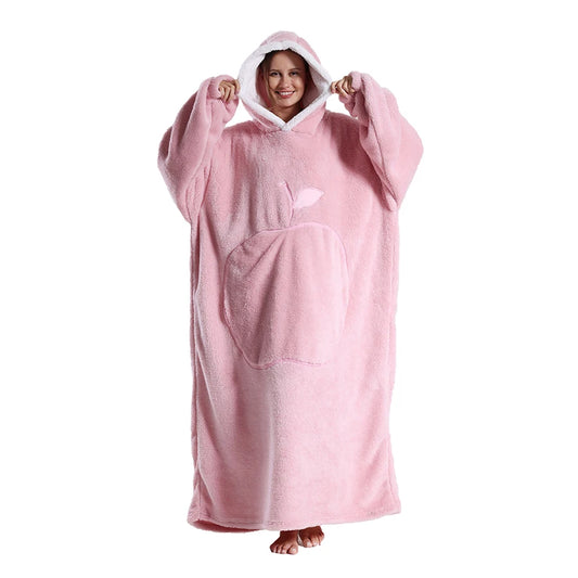 Adults Long Blanket with Sleeves Winter Hoodies Sweatshirt Plus Size Feminino Fleece Wearable Blanket Hoodie Oversized