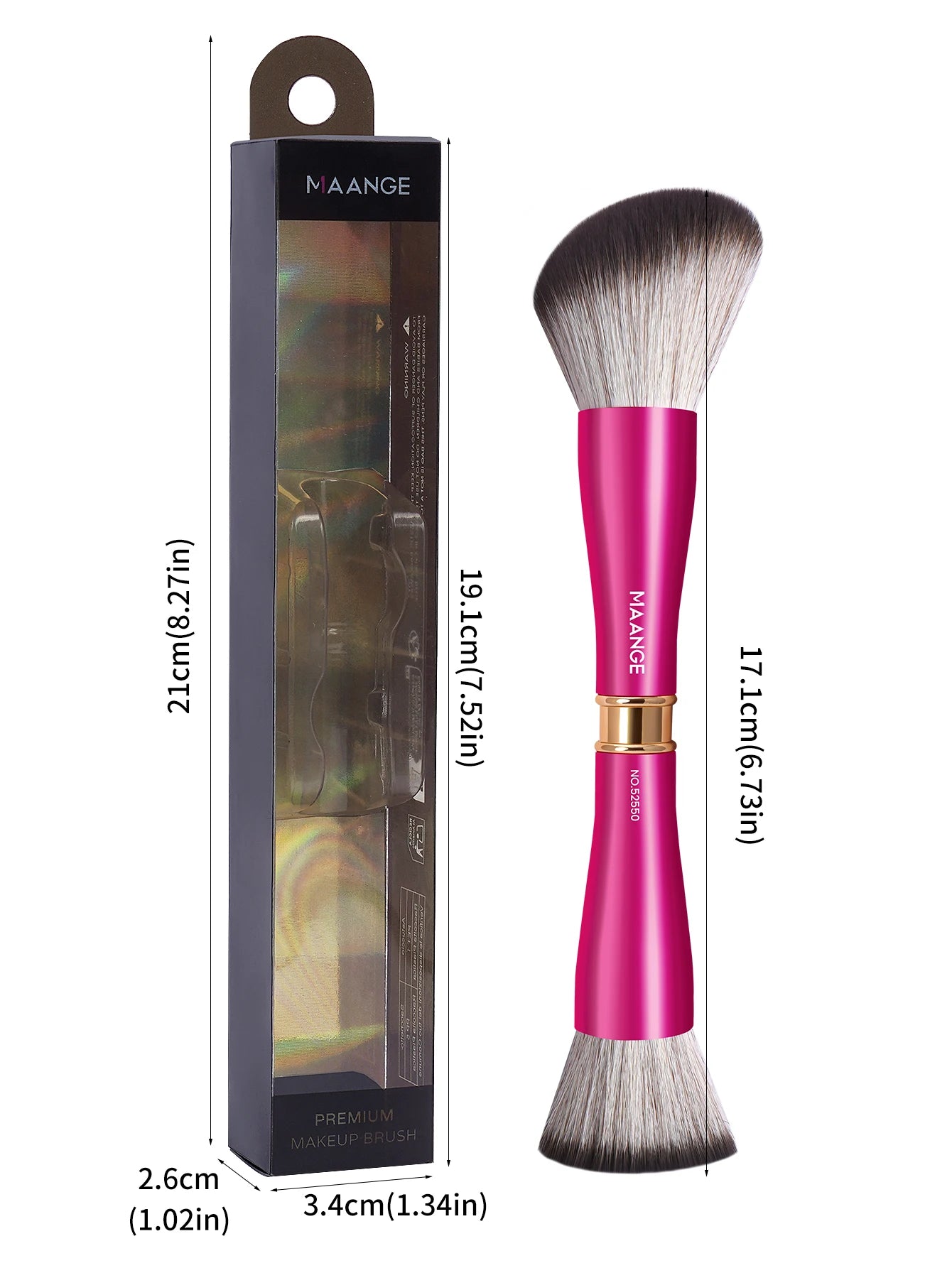 MAANGE Dual-ended Makeup Brush Flat Top Foundation Brush Angled Brush for Contour Mineral Powder Blush