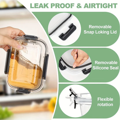 12-Piece Glass Food Storage Container Set - Airtight Leak-Proof Meal Prep Containers