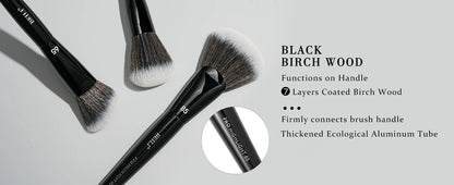 BEILI Black Makeup Brush Set 14 Pcs Vegan Pro Powder Foundation Eyeshadow Highlighter Concealer Blush Eyebrow Brushes Beauty Kit