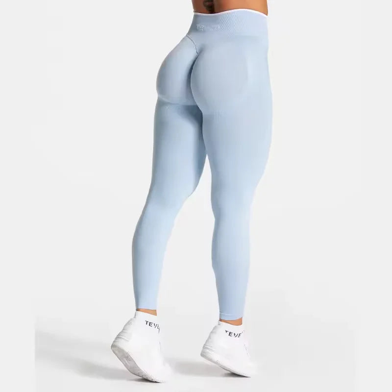 TEVEO High Waist Seamless Scrunch Leggings for Women Yoga Pants Hip Lifting Running Exercise Gym Ignite Sculpt Series