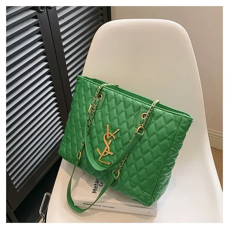2025 Hot! Women's High - End Chain - Decorated Rhombus Tote - Spacious Shoulder Bag for Commuting & Diaper Storage