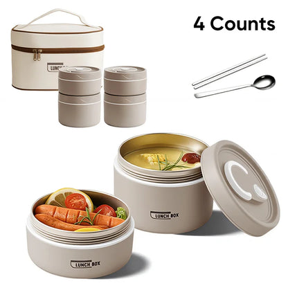 Lunch Box Portable Insulated Food Lunch Container Set with Thermal 4 Separate Stackable Lunch Container Kitchen for Adult Kid