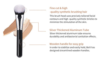BEILI Professional Bevel Foundation Makeup Brush 1Pcs Soft Synthetic Hair For Liquid Cream Powder Emulsion Contouring Face Brush