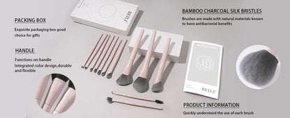 BEILI 12/15 PCS Professional Makeup Brushes Sets Vegan Premium Cosmetics Tool Kakubi Powder Angled Contour Blush Eyeshadow Brush