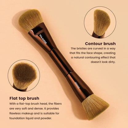 MAANGE Multifunctional Double Head Makeup Brush for Flat Top Blush Contour Concealer Brush Blending Soft Hair Makeup Beauty Gift
