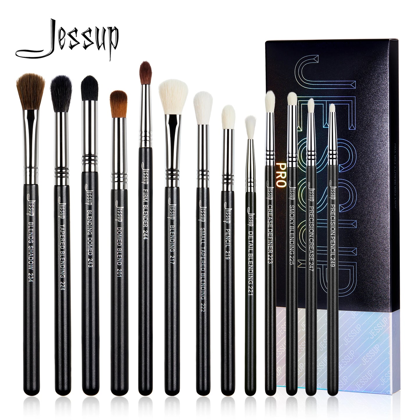 Jessup Eye Makeup Brushes set Professional Eye Blending Brush Synthetic Blends Shadow Crease Pencil Smoky T338