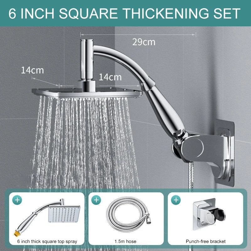 Bathroom 6 ”8 inch shower head ABS Chrome shower head water saving bathroom rain spa square handheld ELA087-1