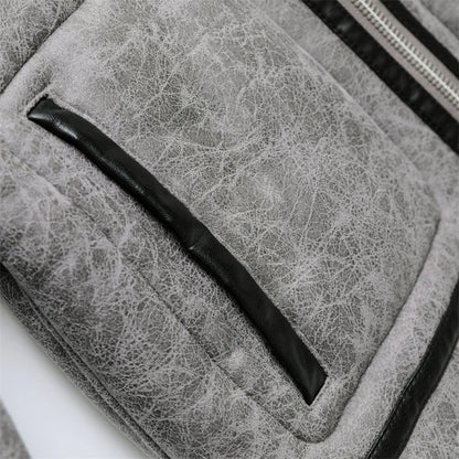 RARF 2024 men's new gray thick lapel fur one fleece double-sided jacket Warm men's motorcycle jacket top