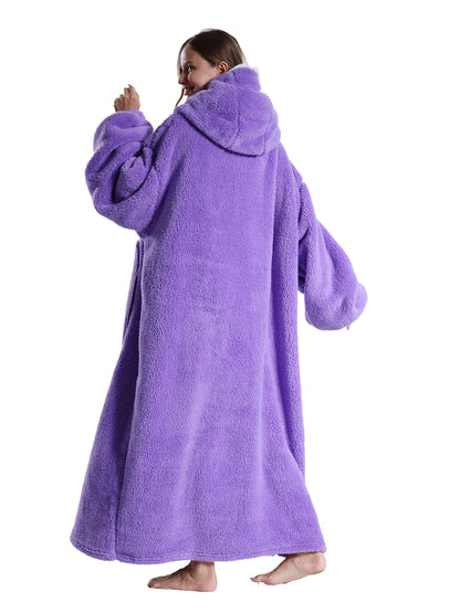 Adults Long Blanket with Sleeves Winter Hoodies Sweatshirt Plus Size Feminino Fleece Wearable Blanket Hoodie Oversized