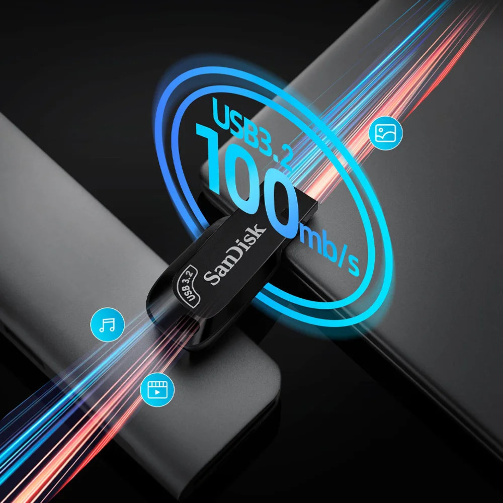 SanDisk Ultra Shift USB 3.0 Flash Drive 256GB 128GB 64GB 32GB Read Speed up to 100MB/s USB Flash Drive Memory Stick Pen Drive