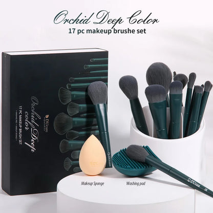 DUcare Professional Makeup Brushes kits Synthetic Hair 17Pcs with Sponge & cleaning tools Pad for Cosmetics Foundation Eyeshadow