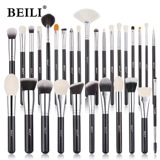 BEILI Goat Makeup Brush Set Eyeshadow Makeup Brushes Professional Foundation Blending Eyebrow Fan Blush brosse maquiagens