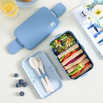 2in1 Bento Box,2 Layer Lunch Box for Adult Kids, 63oz Stackable Lunch Container with Spoons & forks,Leak Proof,Microwave Safe