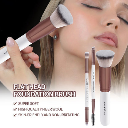 MAANGE 3PCS Makeup Brushes Set Foundation Concealer Brush Eyelashes Brush Eyeshadow Brush Blending Soft Bristles Makeup Tools