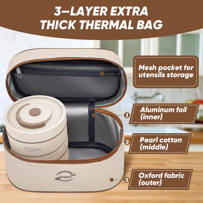 Lunch Box Portable Insulated Food Lunch Container Set with Thermal 4 Separate Stackable Lunch Container Kitchen for Adult Kid