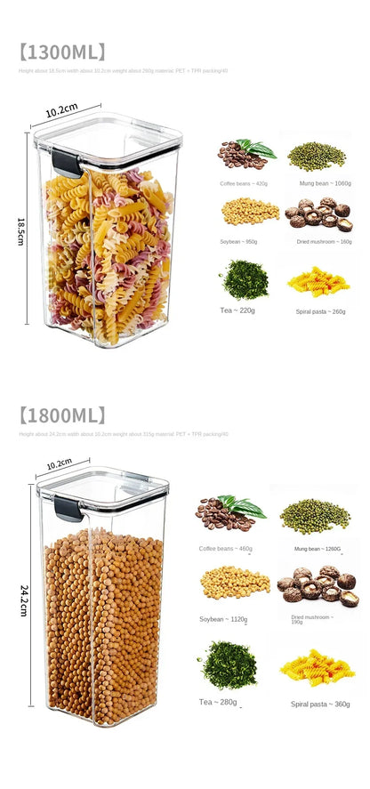 Plastic Food Storage Containers with Lid, Jars for Bulk Cereals, Kitchen Organizers, Pantry Organizer, Home Set