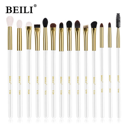 BEILI White Golden Makeup Brushes Set Professional Goat Hair Foundation Contour Bronzer Blush Kakubi Beauty brochas maquillaje