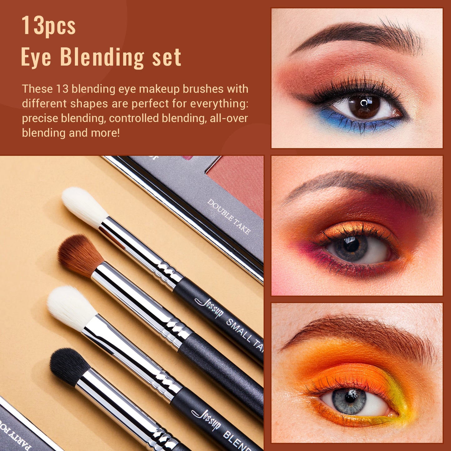 Jessup Eye Makeup Brushes set Professional Eye Blending Brush Synthetic Blends Shadow Crease Pencil Smoky T338