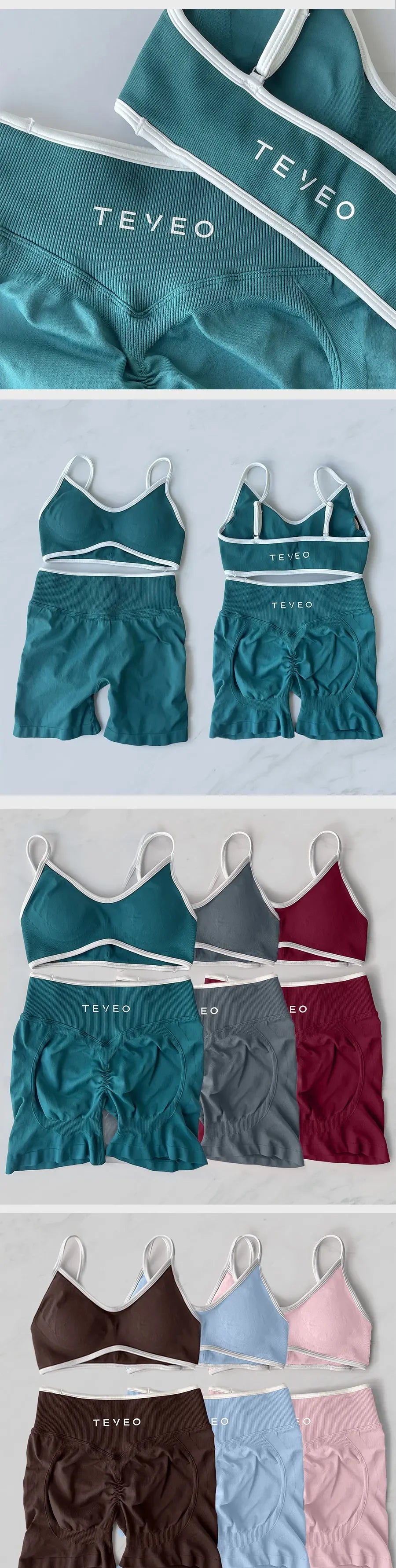 TEVEO  Yoga Women's High-Waist Tummy Control Fitness Leggings Sportswear Gym Workout Running Pants 2 Pieces Gym Set