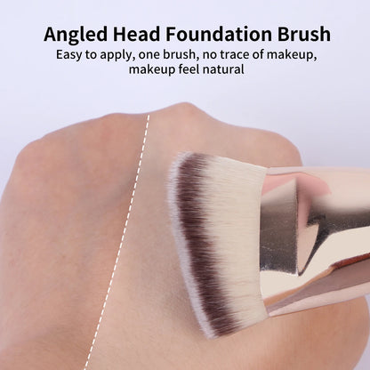 MAANGE 4pcs Main Makeup Brushes Set Flat Top Foundation Brushes Angled Contoured Brush Dense Bristle Face Makeup Tool for Beauty