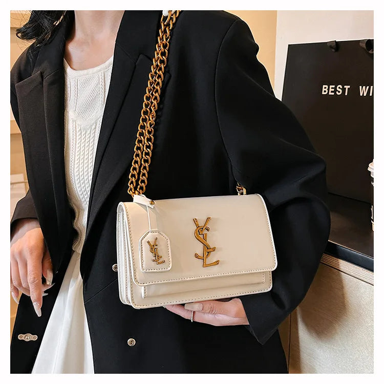 2025 Best Selling Luxury Women's Chain Crossbody Bag - Spacious Square Shoulder Bag With Phone Compartment For Commuters