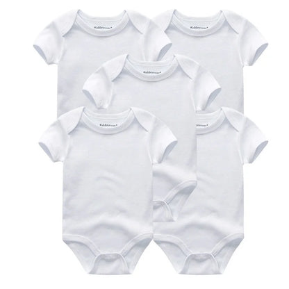Kiddiezoom 5 Pcs Four Seasons Fashion Cartoon Short Sleeve Baby Boy Girl Bodysuits Soft 100%Cotton Newborn Onesies Clothes