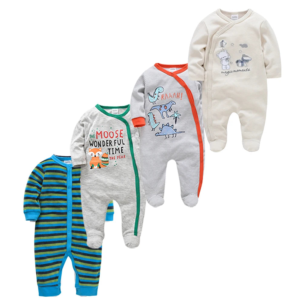 3/4 Pcs a lot Kavkas Baby Boy Rompers Newborn Cotton Girls Clothes Long Sleeve Summer Soft Jumpsuit O-neck 0-12m Onesie Clothing