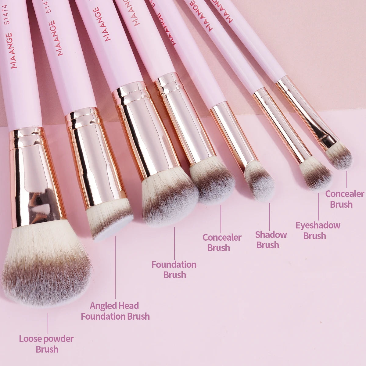 MAANGE 7PCS Makeup Brush Set Foundation Concealer Eyeshadow Makeup Brush for Liquid Cream Soft Fluffy Cosmetic Makeup Tools