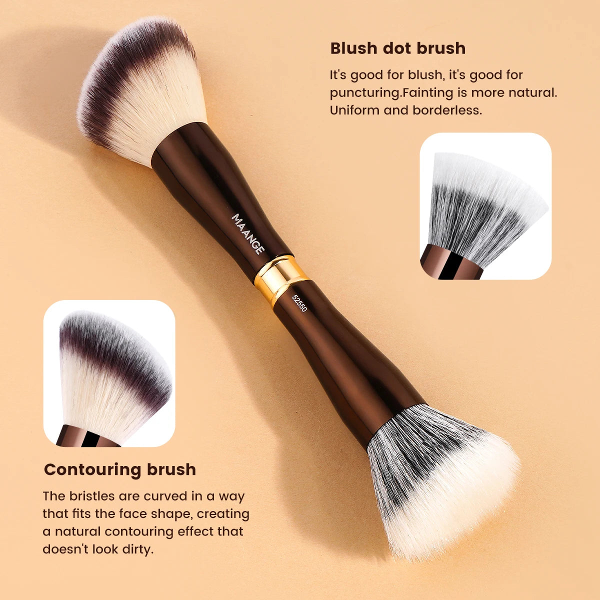 MAANGE 3pcs Dual-Head Multifunctional Makeup Brushes Sloping Foundation Concealer Brush Kabuki for Liquid Cream Blending Beauty