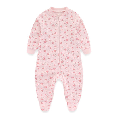 Kiddiezoom 0-12Months Cartoon 1/2 Pieces Long Sleeve Zipper Baby Boys Girl Romper 100%Cotton Soft newborn Jumpsuits