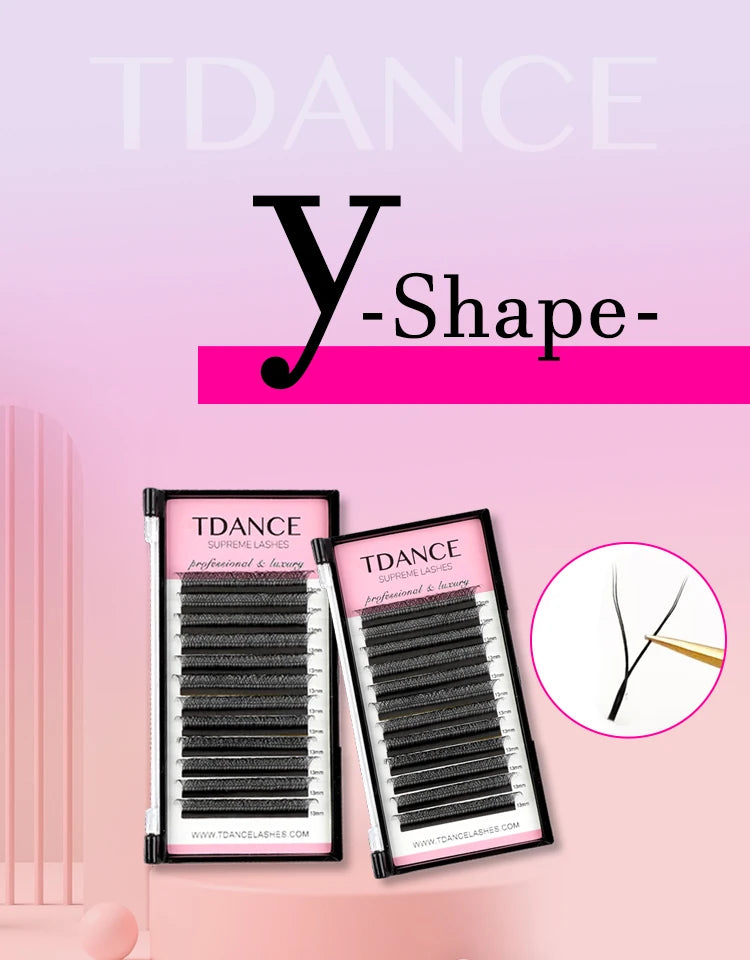 TDANCE 5 cases YY Shape Eyelashes Extension Double Tip soft Lashes Eyelash Cilios Mesh Soft Faux Mink YY Lashes Two Tip Y Lashes