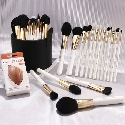 BEILI White Golden Makeup Brushes Set Professional Goat Hair Foundation Contour Bronzer Blush Kakubi Beauty brochas maquillaje