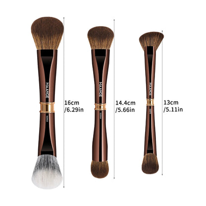 MAANGE 3pcs Dual-Head Multifunctional Makeup Brushes Sloping Foundation Concealer Brush Kabuki for Liquid Cream Blending Beauty