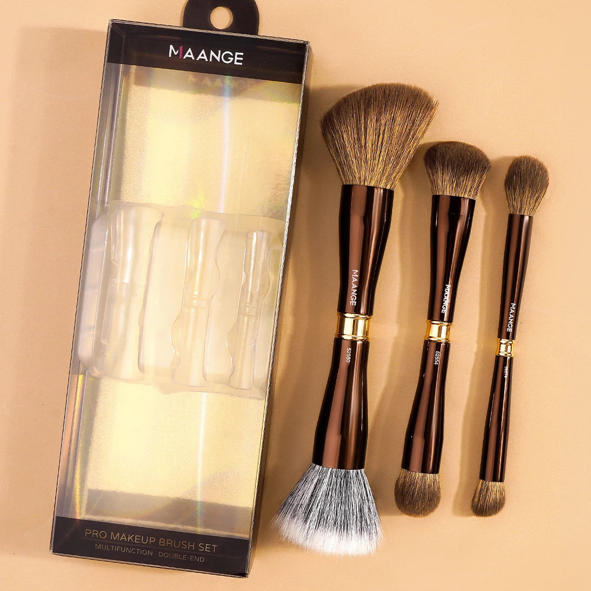 MAANGE 3pcs Dual-Head Multifunctional Makeup Brushes Sloping Foundation Concealer Brush Kabuki for Liquid Cream Blending Beauty