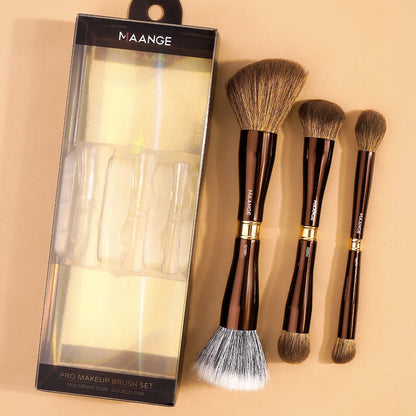 MAANGE 3pcs Dual-Head Multifunctional Makeup Brushes Sloping Foundation Concealer Brush Kabuki for Liquid Cream Blending Beauty
