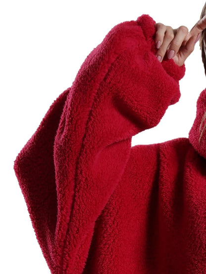 Adults Long Blanket with Sleeves Winter Hoodies Sweatshirt Plus Size Feminino Fleece Wearable Blanket Hoodie Oversized