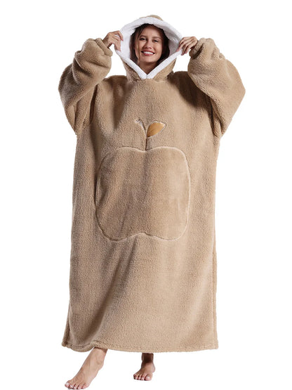 Adults Long Blanket with Sleeves Winter Hoodies Sweatshirt Plus Size Feminino Fleece Wearable Blanket Hoodie Oversized