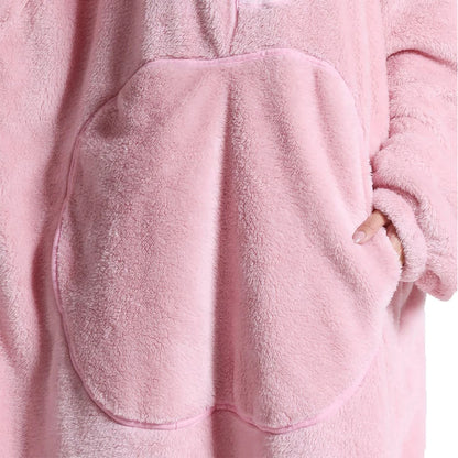 New Warm Wearable Blanket Winter Sweatshirt Oversized Flannel Sherpa Long Hoodie for Adults