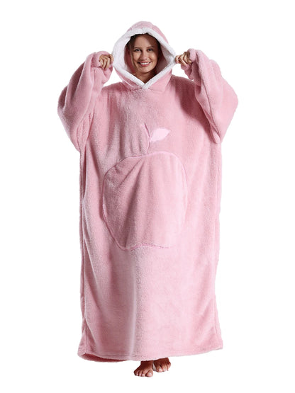 Adults Long Blanket with Sleeves Winter Hoodies Sweatshirt Plus Size Feminino Fleece Wearable Blanket Hoodie Oversized