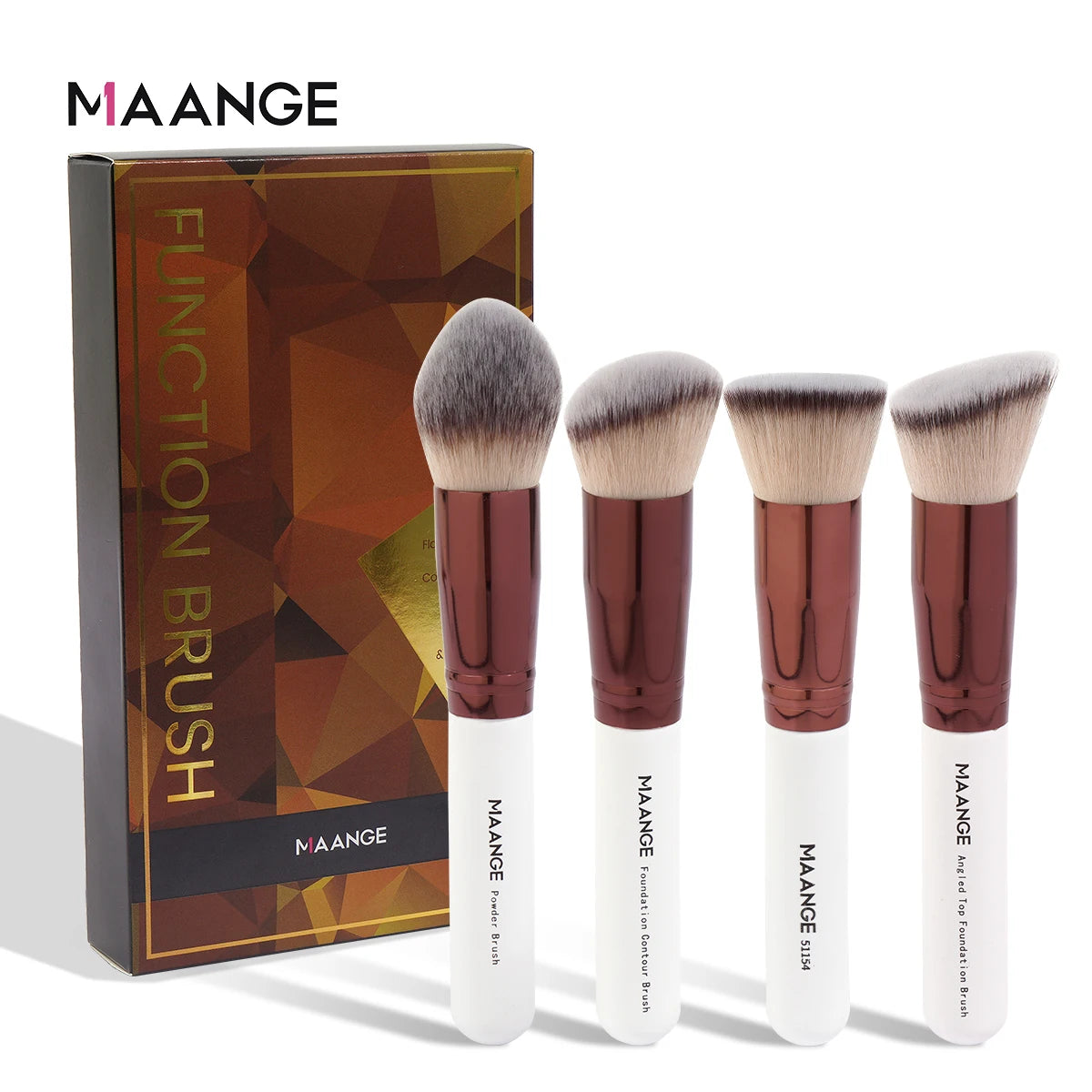 MAANGE 4Pcs Makeup Brushes with Case Foundation Concealer Powder Makeup Brush Soft Fluffy Bristles Big Cosmetic Brushes Set