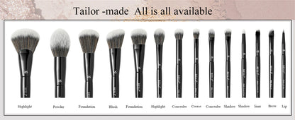 BEILI Black Makeup Brush Set 14 Pcs Vegan Pro Powder Foundation Eyeshadow Highlighter Concealer Blush Eyebrow Brushes Beauty Kit