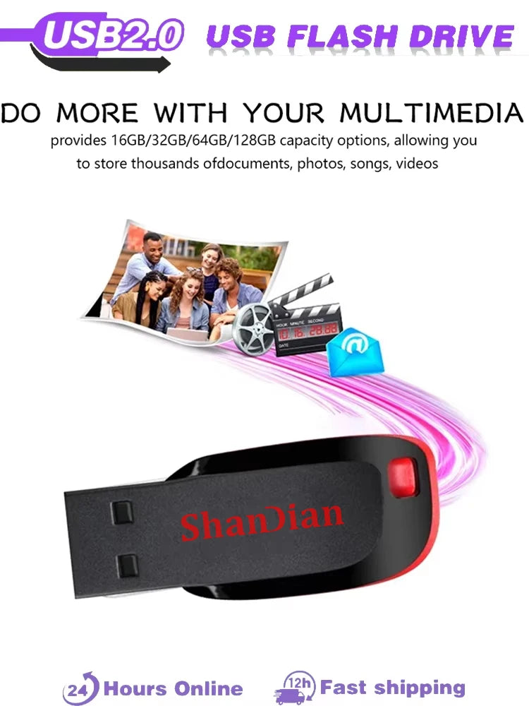 Red logo High Speed USB Flash Drive Usb Memory Stick USB 2.0 PenDrive 64GB 32GB 16GB Usb Flash Drives Memory Disk 128GB USB