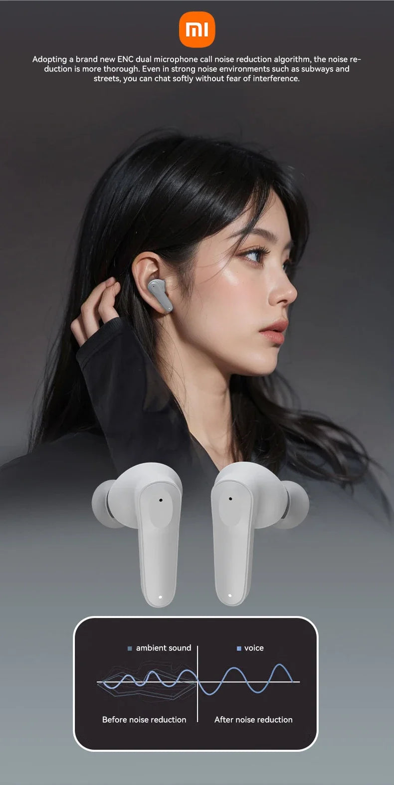 Xiaomi A98 Wireless with Bluetooth 5.3 Headset HiFi Stereo Waterproof Headphones Built-in Microphone Sports Earbuds