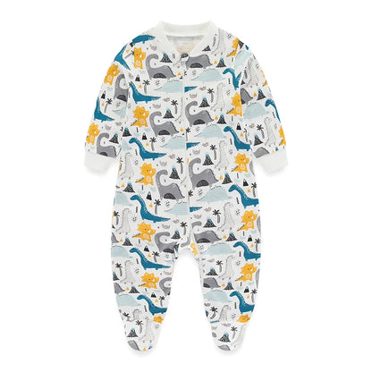 Kiddiezoom 0-12Months Cartoon 1/2 Pieces Long Sleeve Zipper Baby Boys Girl Romper 100%Cotton Soft newborn Jumpsuits