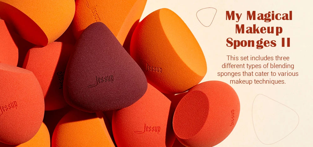 Jessup Makeup Sponges Set, 3pcs Make up Sponges Beauty Foundation Sponge Makeup Blender Wet&Dry Concealer Sponge, SP013