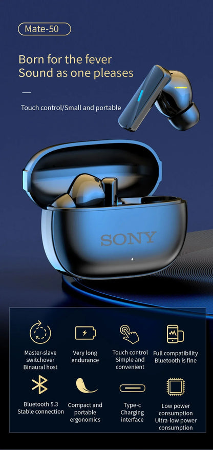Sony TWS Headset Wireless Earphones Bluetooth Headphones Sport Stereo Fone Bluetooth Earbuds Cable For Xiaomi Huawei iPhone
