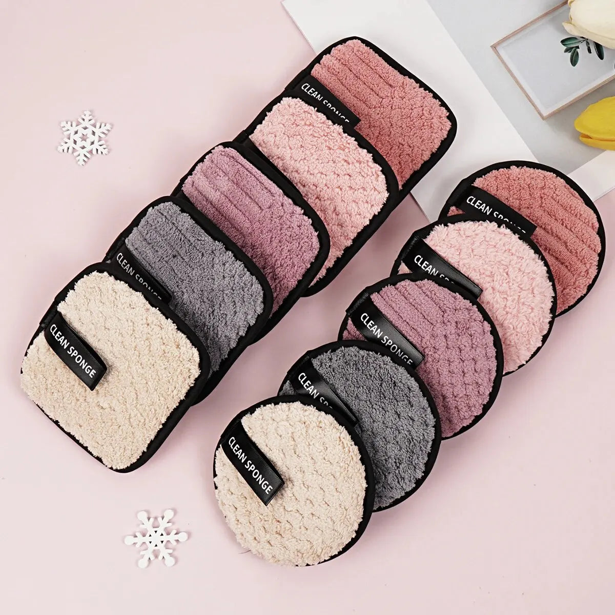 MAANGE 10pcs Makeup Remover Microfiber Cotton Pad Cosmetics Washable Makeup Towel Cleaning Sponge Skin Care Tool